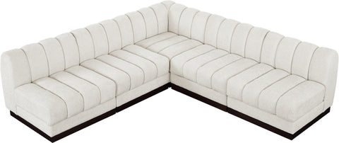 Porter Cream Chenille Fabric Modular Sectional Sec5B