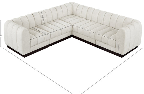 Porter Cream Chenille Fabric Modular Sectional Sec5C
