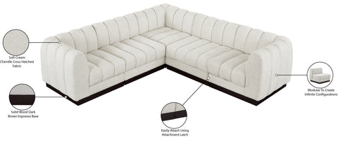 Porter Cream Chenille Fabric Modular Sectional Sec5C