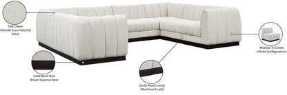 Porter Cream Chenille Fabric Modular Sectional Sec8C