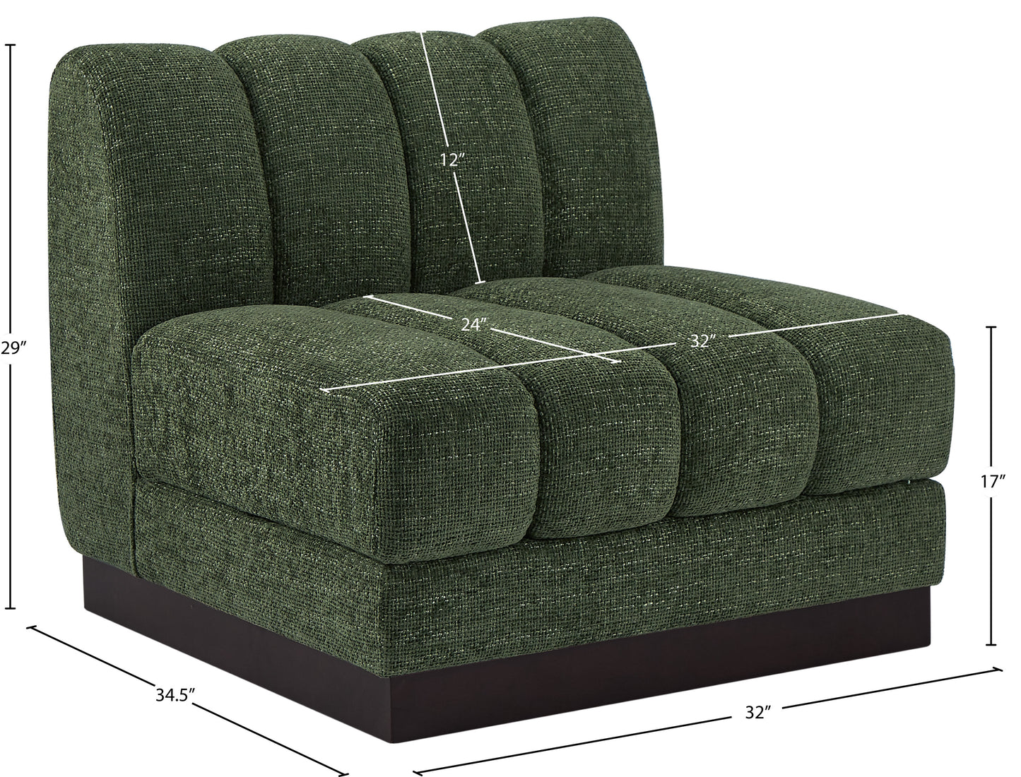 porter green chenille fabric armless chair armless