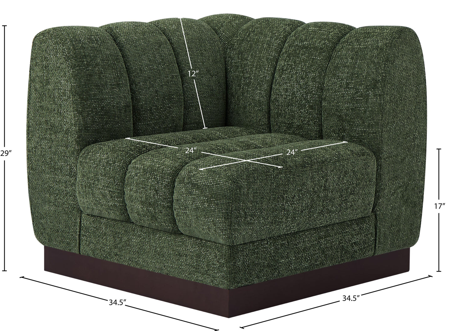 porter green chenille fabric corner chair corner