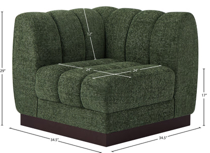 Porter Green Chenille Fabric Corner Chair Corner