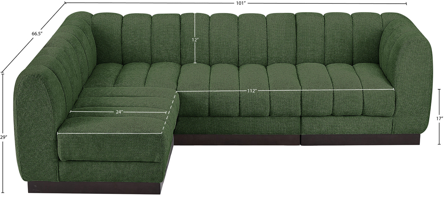 porter green chenille fabric modular sectional sec4a