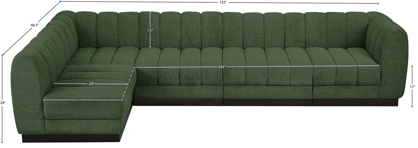 porter green chenille fabric modular sectional sec5a