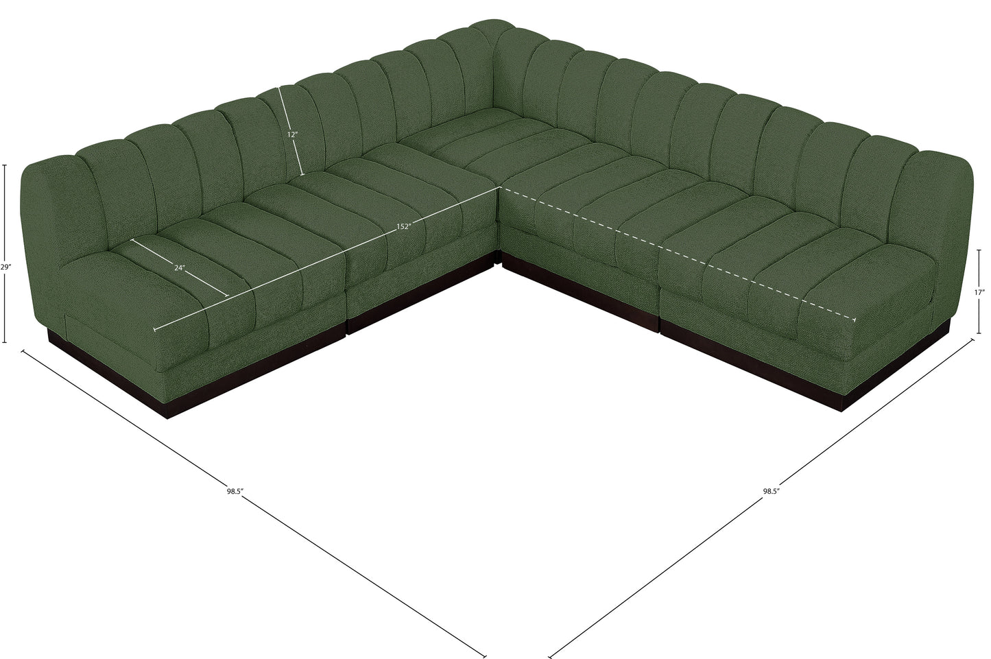 porter green chenille fabric modular sectional sec5b