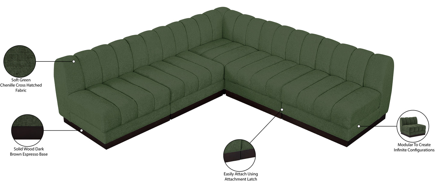 porter green chenille fabric modular sectional sec5b