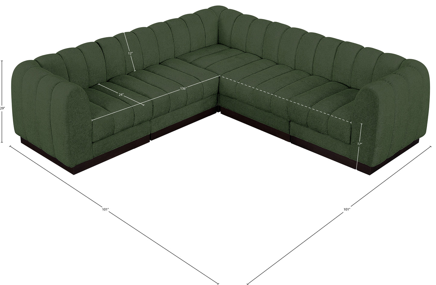 porter green chenille fabric modular sectional sec5c