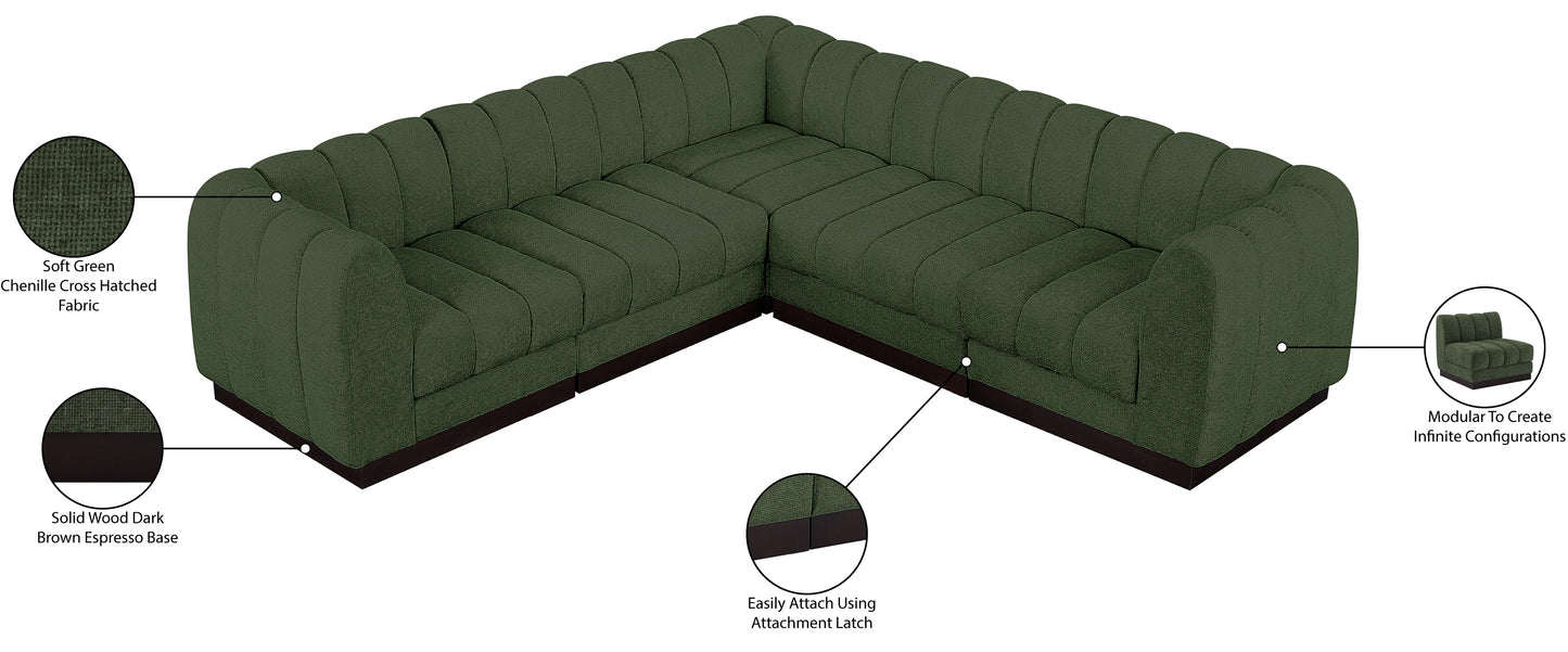 porter green chenille fabric modular sectional sec5c