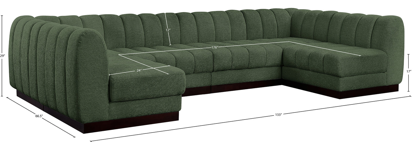 porter green chenille fabric modular sectional sec6a