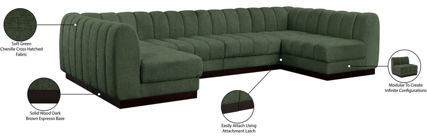 porter green chenille fabric modular sectional sec6a