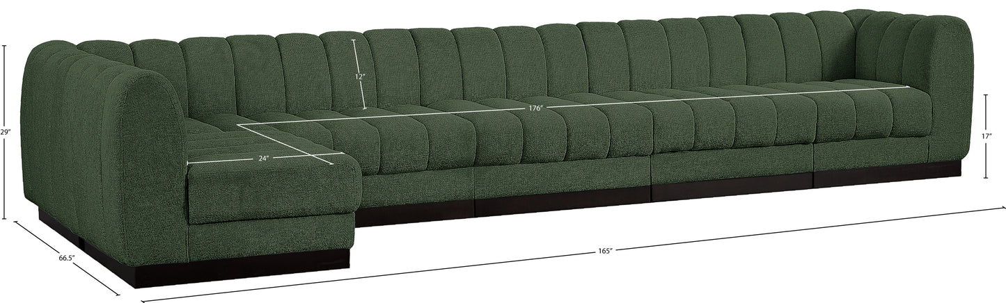 porter green chenille fabric modular sectional sec6b