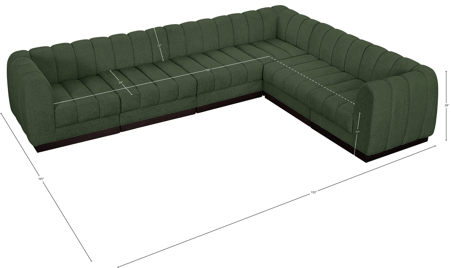 porter green chenille fabric modular sectional sec6c