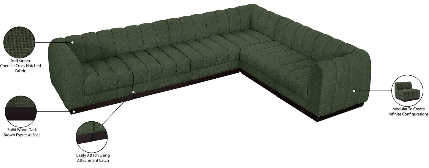 porter green chenille fabric modular sectional sec6c