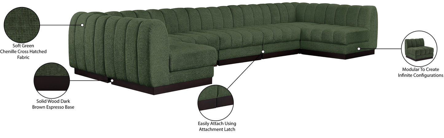 porter green chenille fabric modular sectional sec7a