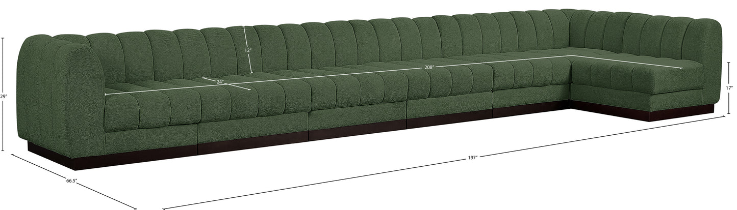 porter green chenille fabric modular sectional sec7b