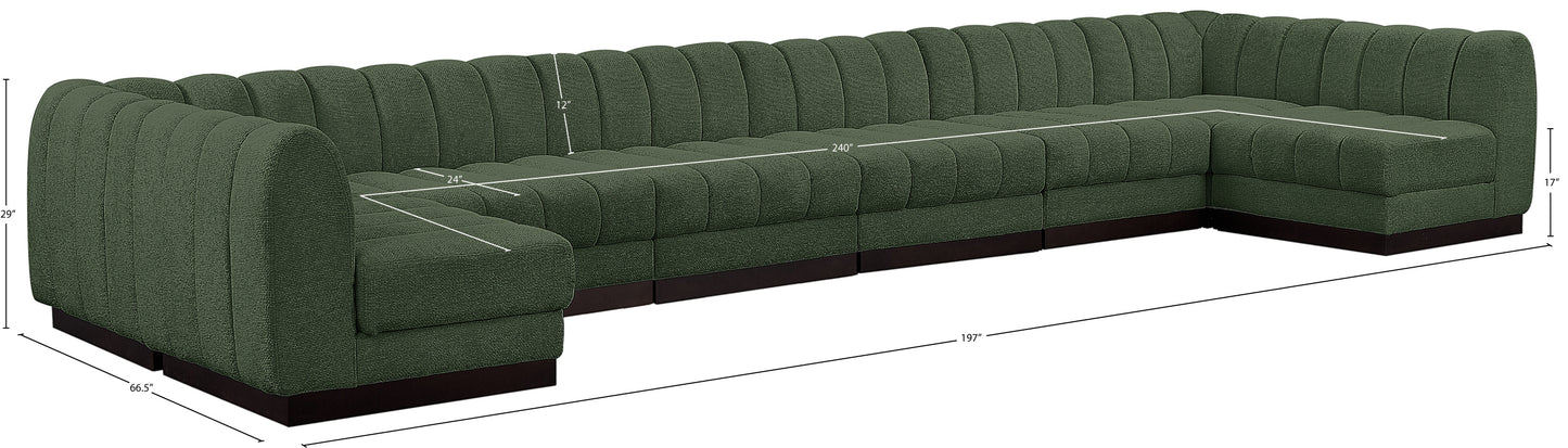 porter green chenille fabric modular sectional sec8a