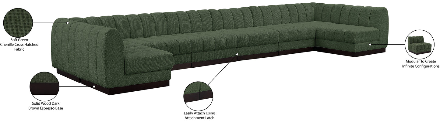 porter green chenille fabric modular sectional sec8a