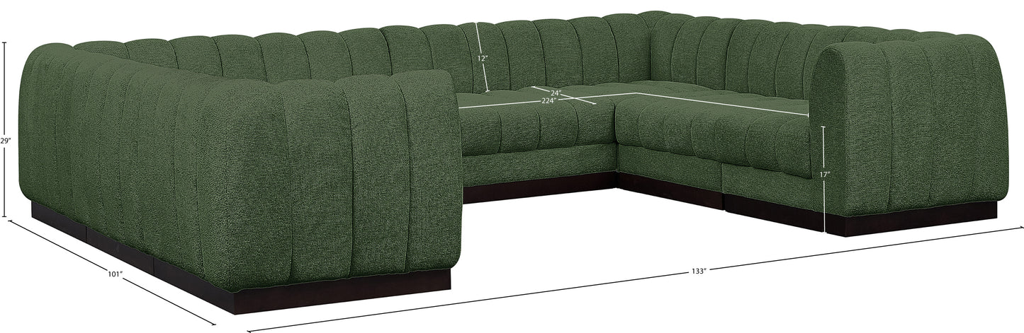 porter green chenille fabric modular sectional sec8c