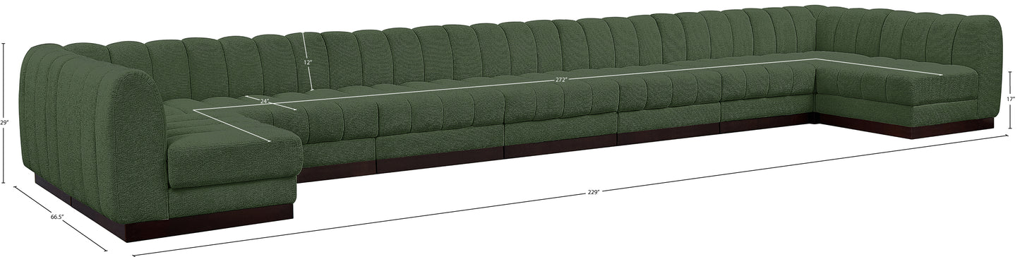 porter green chenille fabric modular sectional sec9a