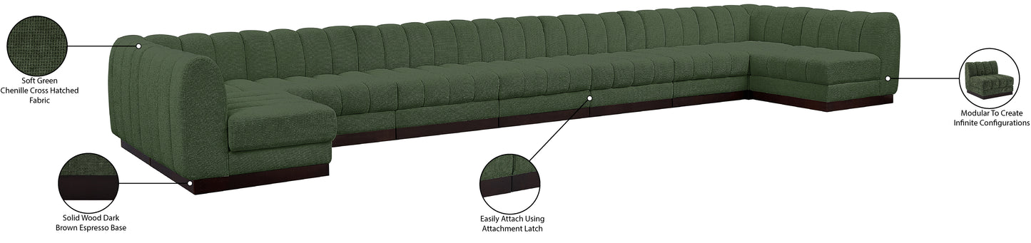 porter green chenille fabric modular sectional sec9a