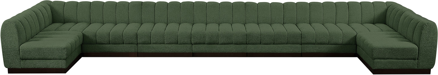 porter green chenille fabric modular sectional sec9a