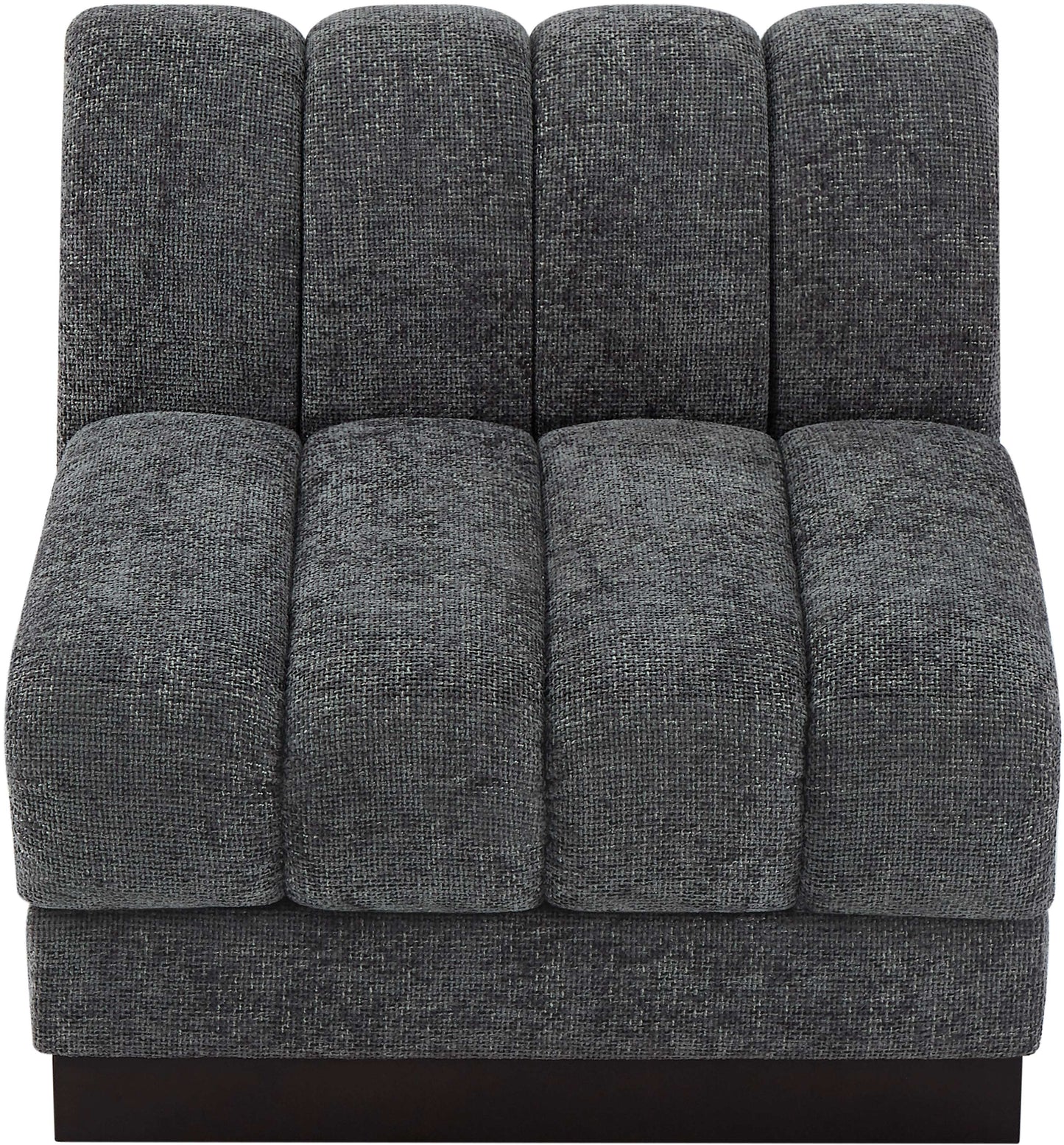 porter grey chenille fabric armless chair armless