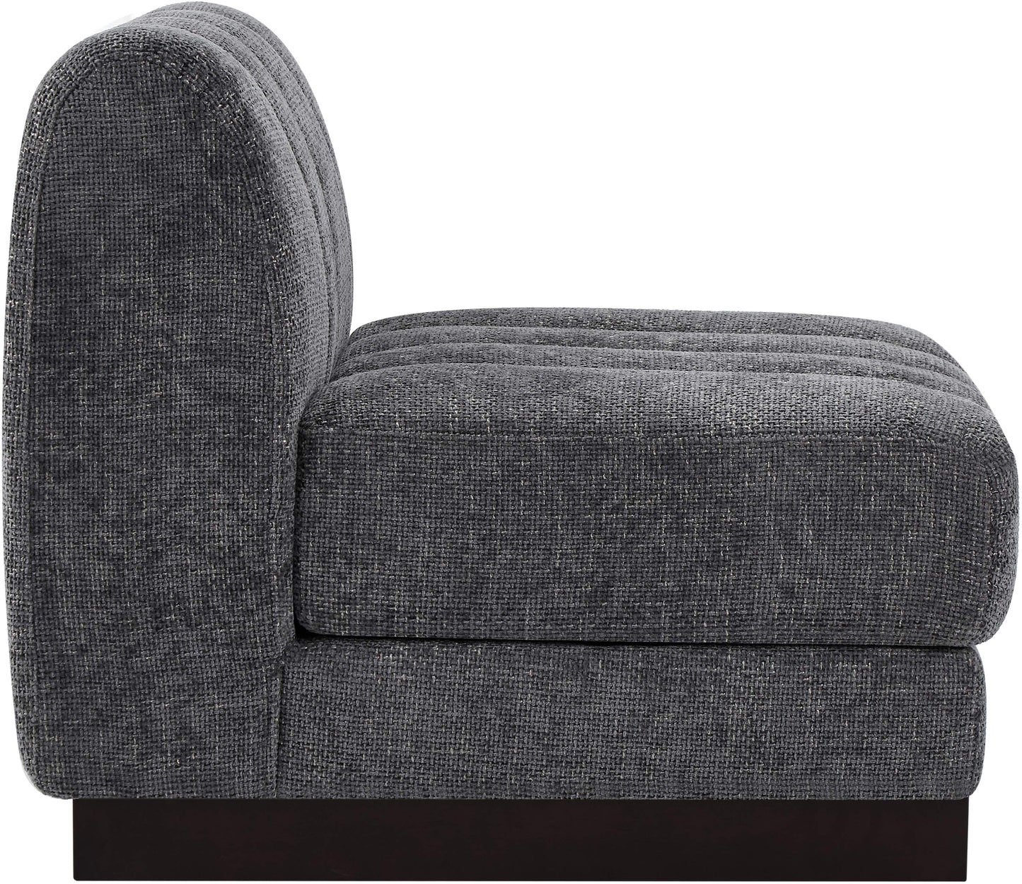 porter grey chenille fabric armless chair armless