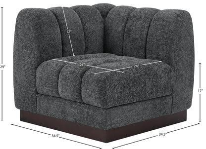 Porter Grey Chenille Fabric Corner Chair Corner