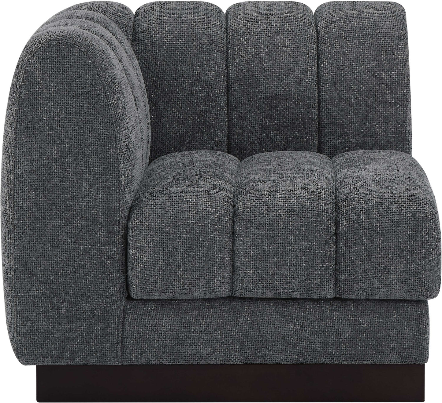 porter grey chenille fabric corner chair corner