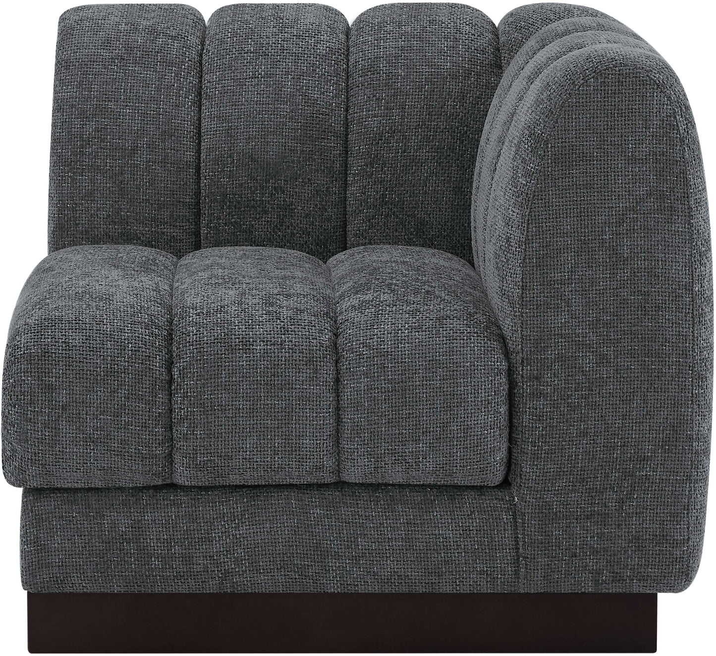 porter grey chenille fabric corner chair corner