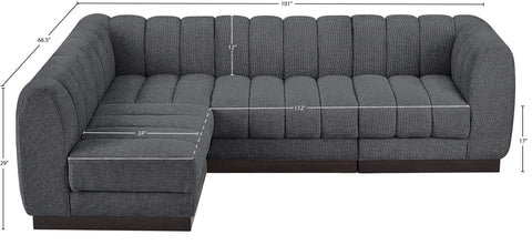 Porter Grey Chenille Fabric Modular Sectional Sec4A