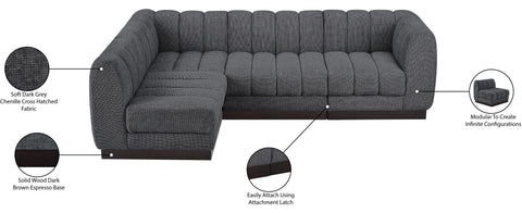 Porter Grey Chenille Fabric Modular Sectional Sec4A