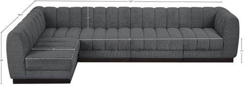 Porter Grey Chenille Fabric Modular Sectional Sec5A