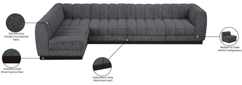 Porter Grey Chenille Fabric Modular Sectional Sec5A