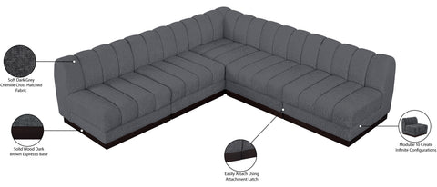 Porter Grey Chenille Fabric Modular Sectional Sec5B