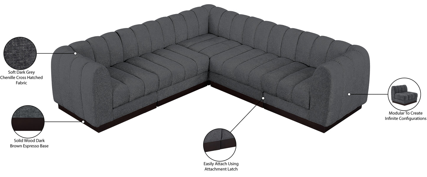 porter grey chenille fabric modular sectional sec5c