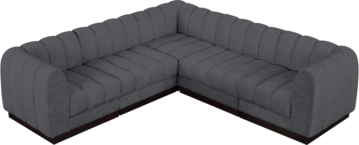 porter grey chenille fabric modular sectional sec5c