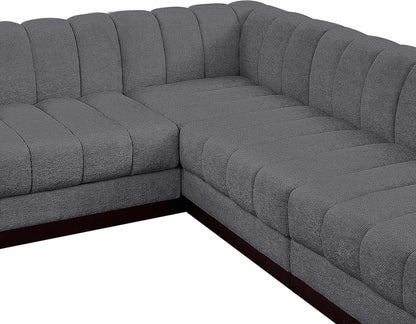 Porter Grey Chenille Fabric Modular Sectional Sec5C