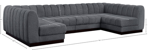 Porter Grey Chenille Fabric Modular Sectional Sec6A
