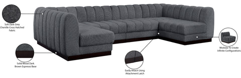 Porter Grey Chenille Fabric Modular Sectional Sec6A
