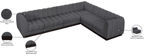 Porter Grey Chenille Fabric Modular Sectional Sec6C