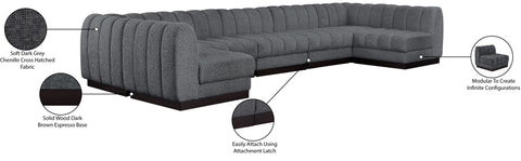 Porter Grey Chenille Fabric Modular Sectional Sec7A