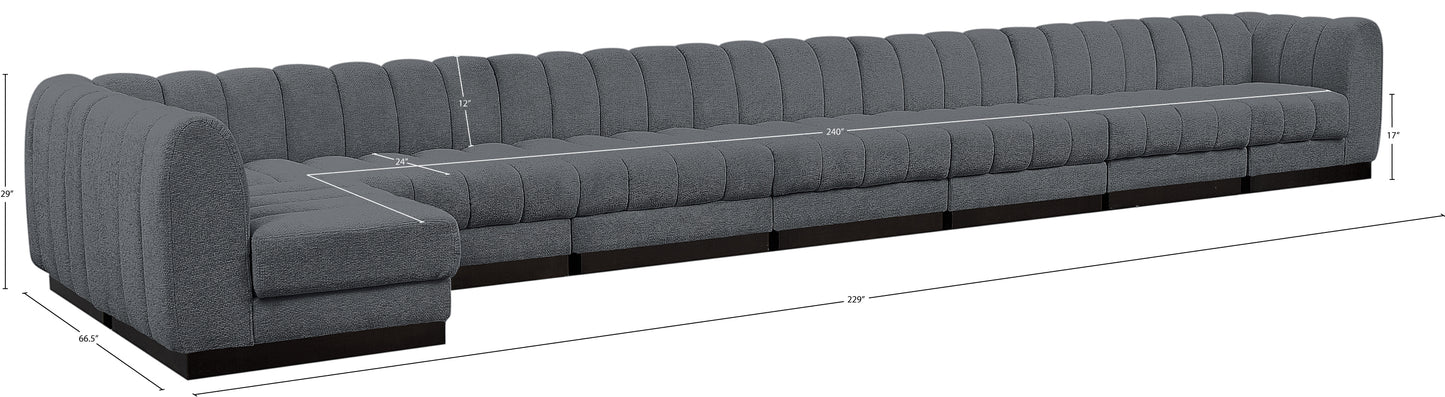 porter grey chenille fabric modular sectional sec8b