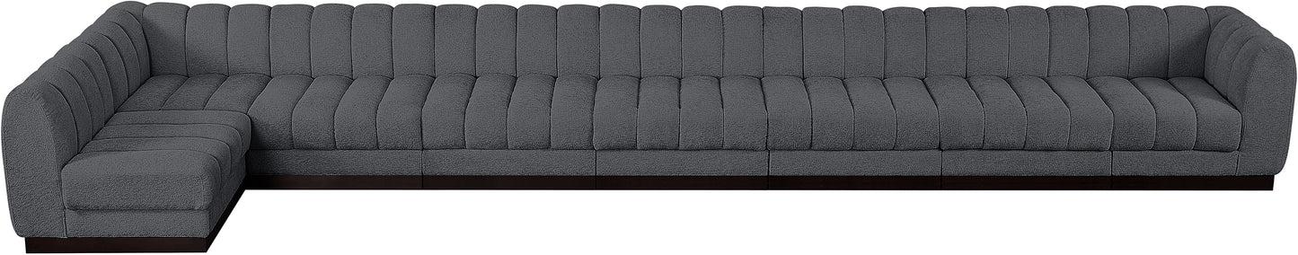 porter grey chenille fabric modular sectional sec8b