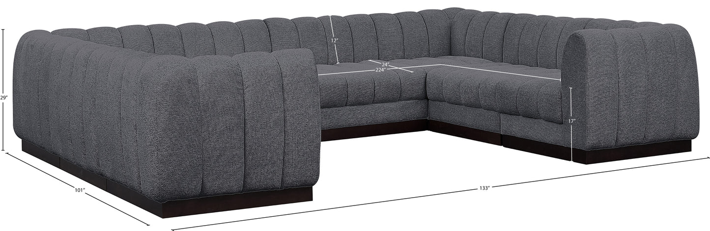 porter grey chenille fabric modular sectional sec8c