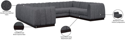 Porter Grey Chenille Fabric Modular Sectional Sec8C