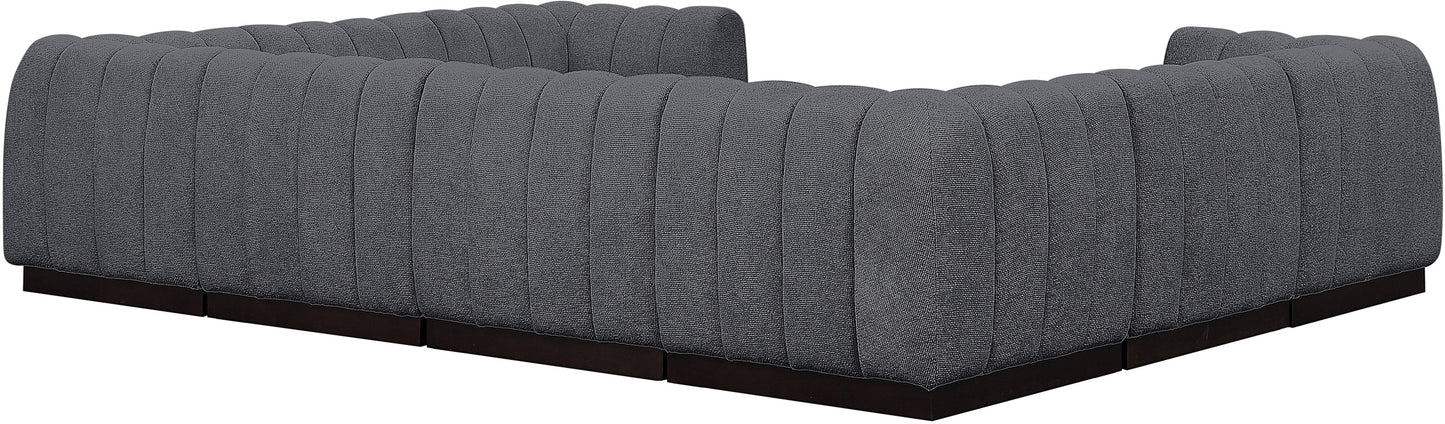 porter grey chenille fabric modular sectional sec8c