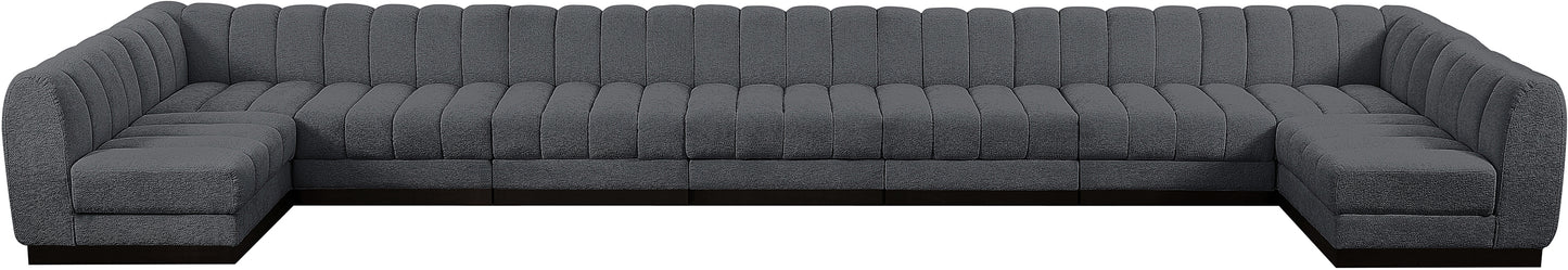 porter grey chenille fabric modular sectional sec9a