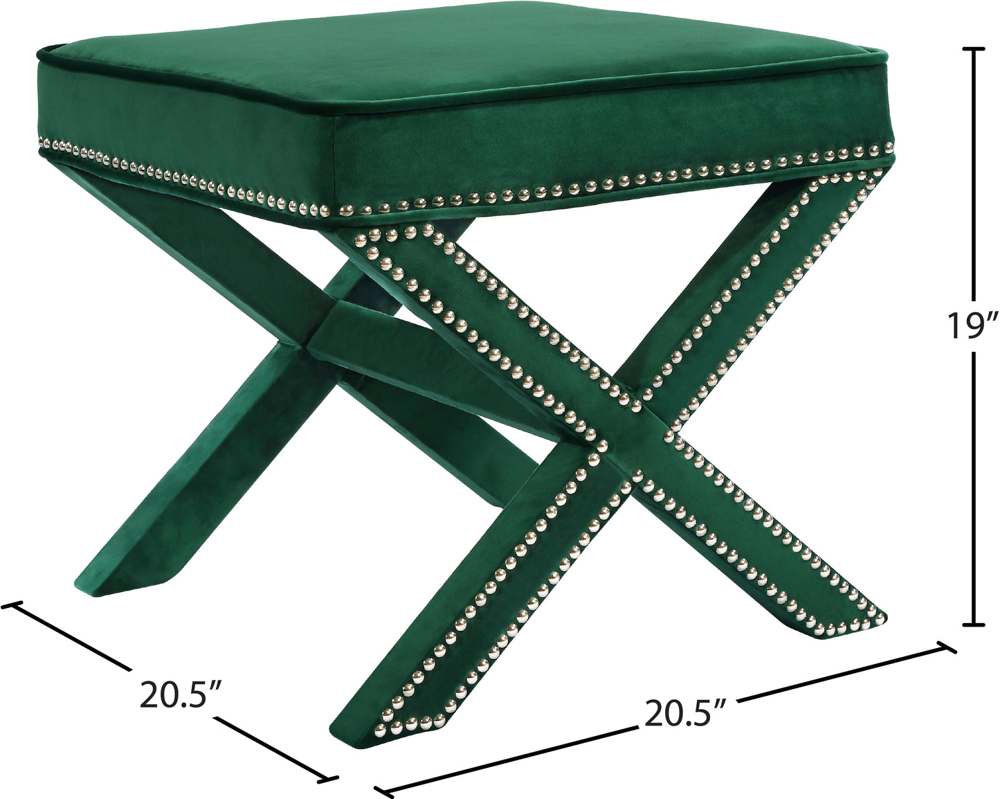 paxton green velvet ottoman/bench green